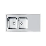 Pomivalno korito CP 100 . Inox pomivalno korito CP 100 je nasadno. Korito ima dve posode in odlagalno površino. Postavitev korita je univerzalna (levo ali