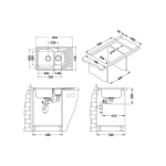 Pomivalno korito E110 . Inox pomivalno korito E110 je vgradno. Korito ima dve posodi, eno večjo in eno manjšo, ter odlagalno površino. Postavitev korita je