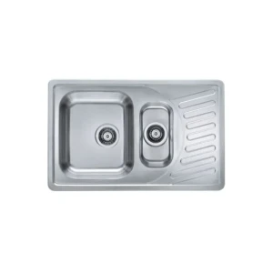 Pomivalno korito E110 . Inox pomivalno korito E110 je vgradno. Korito ima dve posodi, eno večjo in eno manjšo, ter odlagalno površino. Postavitev korita je