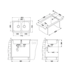 Pomivalno korito E40 . Inox pomivalno korito E 40 je vgradno. Korito ima dve posodi. Postavitev korita je univerzalna (levo ali desno). Dimenzija: - D: 81 cm x