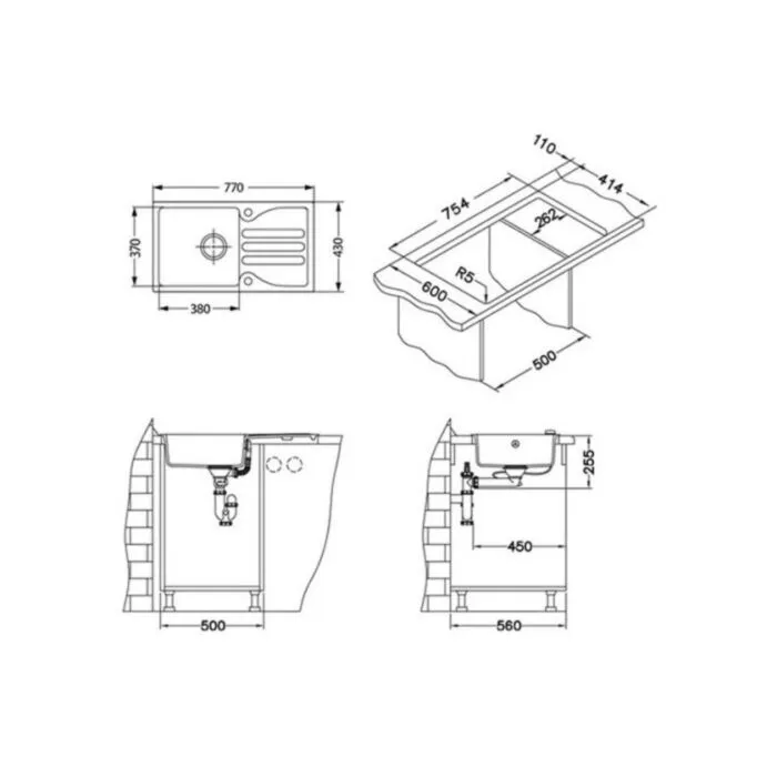 Pomivalno korito G30 Pomivalno korito G30 . Pomivalno korito G30 je narejeno iz granitala. Korito je vgradno. Minimalna širina omarice je 50 cm. Postavitev kotrita je univerzalana