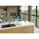 Pomivalno korito R130 . Pomivalno korito R130 je narejeno iz granitala. Korito je vgradno. . Minimalna širina omarice je 60 cm. Postavitev kotrita je