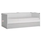 Postelja ALBA . Postelja ALBA je elegantna postelja, izdelana iz MDF-ja z vzdržljivimi ABS robovi, ponuja praktičnost in sodoben dizajn. V beli barvi s