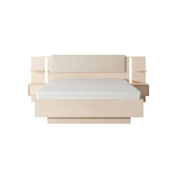 Postelja DAŠA Postelja DAŠA . Elegantna in moderna spalnica DAŠA je narejena iz odličnih materialov v barvi beige. V ceno je vključen dvižni pod in dve elegantni nočni