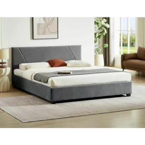 Postelja DODO - siva . Postelja DODO - siva, je eleganten kos pohištva, ki zagotavlja prijeten počitek. Narejen je iz žametnega blaga, kar zagotavlja