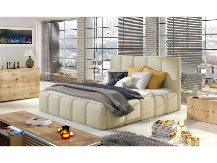 Sodobno oblazinjena postelja ELIZA modernega dizajna vam bo popestrila vaš prostor. Vsebuje letveno dno. Dobavljiva v več barvah blaga in umetnega usnja.