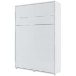 Navpična stenska postelja METULJ je primerna za vzmetnico 140 cm širine. Opremljena je z dodatnimi notranjimi policami. Primerna je tudi za majhno