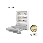 Navpična stenska postelja METULJ je primerna za vzmetnico 140 cm širine. Opremljena je z dodatnimi notranjimi policami. Primerna je tudi za majhno