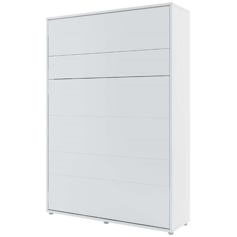 Navpična stenska postelja METULJ je primerna za vzmetnico 140 cm širine. Opremljena je z dodatnimi notranjimi policami. Primerna je tudi za majhno