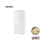 Navpična stenska postelja METULJ je primerna za vzmetnico 90 cm širine. Opremljena je z dodatnimi notranjimi policami. Primerna je tudi za majhno