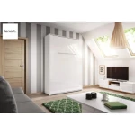 Postelja v omari METULJ PRO 140x200cm - bela visoki sijaj