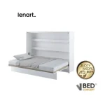 Vodoravna stenska postelja ZVONČEK je primerna za vzmetnico 140 cm širine. Opremljena je z dodatnimi notranjimi policami. Primerna je tudi za majhno