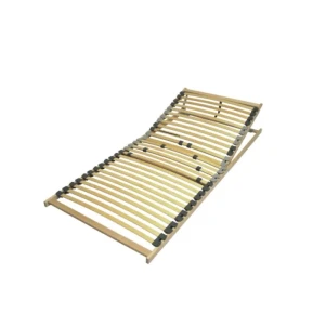 Posteljni pod MOLY MEDICO LUX . Podloga omogoča dvigovanje vzglavja od ledvenega dela navzgor, prečne letvice so prožne in so z gumenimi plastičnimi