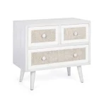 Predalnik 2C-1C MONTIEL . Predalnik 2C-1C MONTIEL je narejen iz MDF-ja, sprednja stran predala je ovlečena v tkanino, noge so iz kovine. Ima poseben in