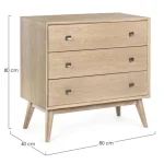 Predalnik ALANNIS je narejen iz lesenega okvirja, zgornja in stranski plošči sta iz MDFja. Ročaji so kovinski. Dimenzije: širina: 80cm globina: 40cm