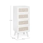 Predalnik 4C MONTIEL . Predalnik 4C MONTIEL je narejen iz MDF-ja, sprednja stran predala je ovlečena v tkanino, noge so iz kovine. Material: - MDF - Tkanina -