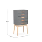 Predalnik 5C ORDINARY siva . Predalnik ORDINARY 5C siva, je eleganten kos pohištva, ki popestri vaš prostor. Noge so narejene iz borovega lesa z MDF