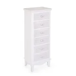 Predalnik 6C CHARLENE . Predalnik 6C CHARLENE je narejena iz MDF-ja in ima gumbe iz polismole. Material: - Polismola - MDF Barva: - Bela - Vzorci Dimenzije: