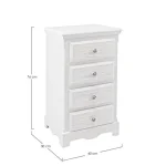 Predalnik BLANC 4C L . Predalnik BLANC 4C L je narejen iz MDF-ja, ima zaključek bele mat barve. Ročaji so iz polismole. S svojo obliko doda prostoru poseben