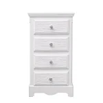 Predalnik BLANC 4C L . Predalnik BLANC 4C L je narejen iz MDF-ja, ima zaključek bele mat barve. Ročaji so iz polismole. S svojo obliko doda prostoru poseben