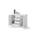 Predalnik EDI . Predalnik EDI je predalnik s štirimi predali in dvema vratoma. Material: - Laminirana plošča - ABS robovi Dimenzije: - Š: 109 cm x V: 85 cm