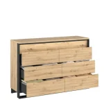 Predalnik KVIN ponuja funkcionalno notranjost, odlikuje pa jo tudi edinstveni slog. Zanimiv dekor z jasnim lesnim vzorcem se odlično prilega črnim detajlom.