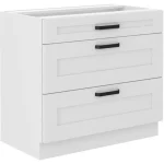 Kuhinjo LIJA je možno naročiti v kompletu (Kuhinjski bloki LIJA) ali pa po posameznih elementih po vaši izbiri. Predalnik LIJA 80D 3P ima tri predale