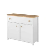 Predalnik MOLLY . Predalnik MOLLY je predalnik z dvema vratoma in prostornim predalom. Primeren je za vsako otroško spalnico. Material: - Laminirana plošča