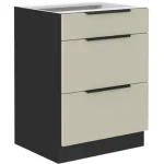 Kuhinjo SINTIA je možno naročiti v kompletu (Kuhinjski bloki SINTIA) ali pa po posameznih elementih po vaši izbiri. Predalnik SINTIA 60D ima tri predale iz