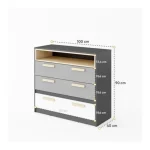 Predalnik SIVKO . Predalnik SIVKO ima tri predale in vdolbino. Je prostorna in praktična komoda v sodobnem slogu. JE v kombinaciji treh barv - Svetlo siva,