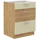 Kuhinjo TISA je možno naročiti v kompletu (kuhinjska bloka TISA) ali pa po posameznih elementih po vaši izbiri. Predalnik TISA 60D 3P fronta je izdelana iz