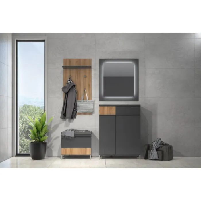 Predsoba ELAN Predsoba ELAN . Predsoba ELAN je oblikovana po najsodobnejših smernicah. Je skandinavskega videza in ima veliko prostora za shranjevanje. Komplet sestavljajo: