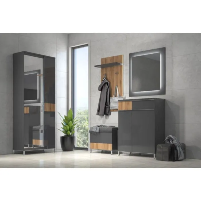 Predsoba ELAN Predsoba ELAN . Predsoba ELAN je oblikovana po najsodobnejših smernicah. Je skandinavskega videza in ima veliko prostora za shranjevanje. Komplet sestavljajo: