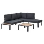 PROMO KOTNA GARNITURA OLEA 4P ALU AKACIJA Z/KVADRATNA NIZKA MIZA 65X65 TEMNO SIVA