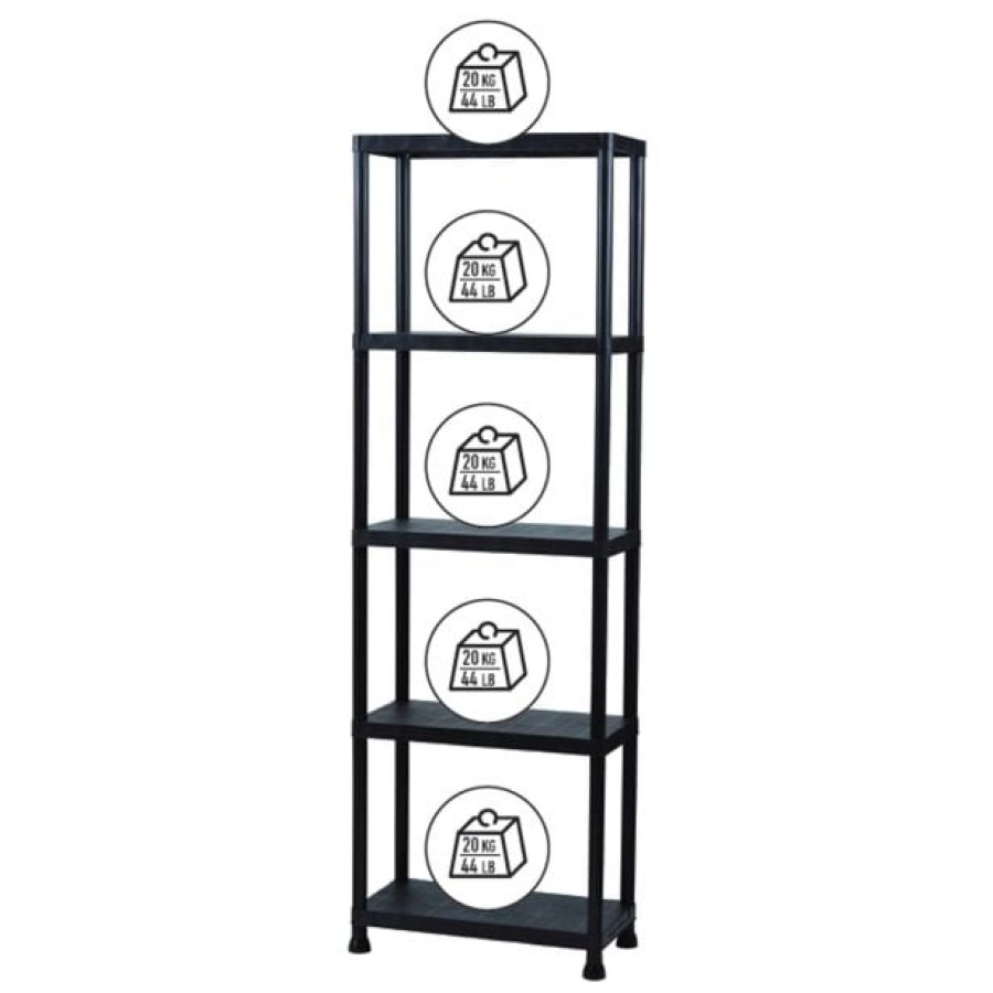 PVC REGAL PRACTIC 181X60X30 CM 5P/20KG ČRN - slika 2