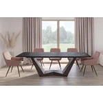 Raztegljiva jedilna miza BOUNTY . Raztegljiva jedilna miza BOUNTY predstavlja praktičnost in sodobni pristop k ureditvi jedilnega prostora. Mizna plošča je