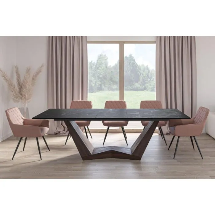 Raztegljiva jedilna miza BOUNTY Raztegljiva jedilna miza BOUNTY . Raztegljiva jedilna miza BOUNTY predstavlja praktičnost in sodobni pristop k ureditvi jedilnega prostora. Mizna plošča je