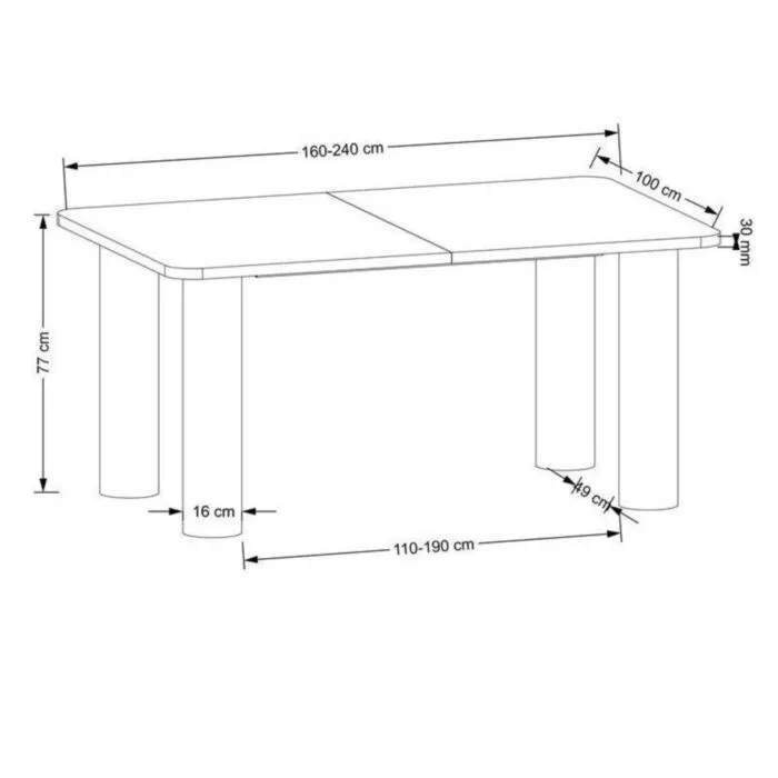 Raztegljiva jedilna miza FIN Raztegljiva jedilna miza FIN . Raztegljiva jedilna miza FIN, bo prinesla svežino in eleganco v vaš prostor. Narejena je iz kakovostnega MDF- ja in naravnega