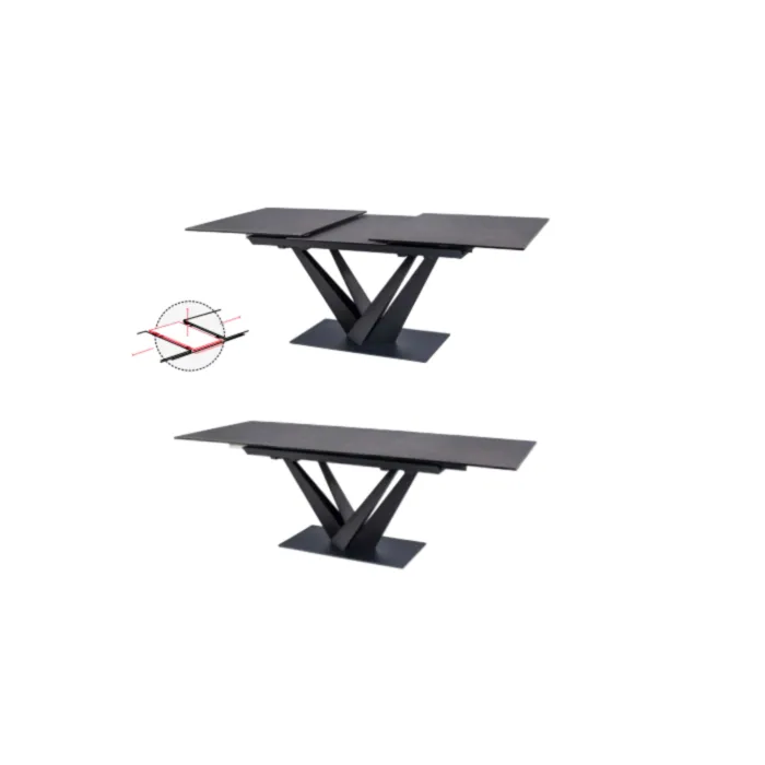 Raztegljiva jedilna miza KRONA 160 Raztegljiva jedilna miza KRONA 160 . Raztegljiva jedilna miza KRONA 160 je narejena iz kvalitetnega kaljenega stekla s keramiko. Okvir je iz metala, dobavljiva