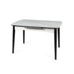 Raztegljiva jedilna miza LAROS . Raztegljiva jedilna miza LAROS je modernega dizajna. Mizna plošča je narejena iz kvalitetne MDF plošče, ter keramike v