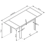 Raztegljiva jedilna miza LAST . Raztegljiva jedilna miza LAST je elegantna, sodobna in kvalitetna miza. Lepo se poda v vsakršno jedilnico. Dimenzije: - D: