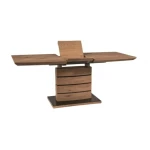 Raztegljiva jedilna miza LEONE hrast . Raztegljiva jedilna miza LEONE je modernega dizajna. Dobavljiva v hrast barvi. Miza je kvalitetna, mizna plošča je