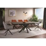 Raztegljiva jedilna miza LOKI 160 . Raztegljiva jedilna miza LOKI 160, je narejena iz kvalitetnega kaljenega stekla in španske keramike z videzom lesa. Noge