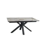 Raztegljiva jedilna miza LOKI 160 - bela mat, je narejena iz kvalitetnega kaljenega stekla in španske keramike z videzom marmorja, v beli mat barvi. Noge so