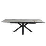 Raztegljiva jedilna miza LOKI 160 - bela mat, je narejena iz kvalitetnega kaljenega stekla in španske keramike z videzom marmorja, v beli mat barvi. Noge so