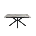 Raztegljiva jedilna miza LOKI 160 - bela mat, je narejena iz kvalitetnega kaljenega stekla in španske keramike z videzom marmorja, v beli mat barvi. Noge so