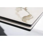 Raztegljiva jedilna miza LOKI 160 - bela mat, je narejena iz kvalitetnega kaljenega stekla in španske keramike z videzom marmorja, v beli mat barvi. Noge so