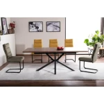 Raztegljiva jedilna miza LORBER . Raztegljiva jedilna miza LORBER predstavlja praktičnost in sodobni pristop k ureditvi jedilnega prostora. Mizna plošča je