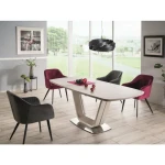 Raztegljiva jedilna miza MANI 4 . Raztegljiva jedilna miza MANI 4 je dobavljiva v sivi mat barvi. Miza je modernega ter elegantnega dizajna, izdelana iz