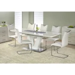 Moderna miza MARČELO bo poživela vsako kuhinjo. Miza je kvalitetna ter stabilna. Barva: - bela sijaj Material: - kovina - MDF lakiran Dimenzije: - širina: